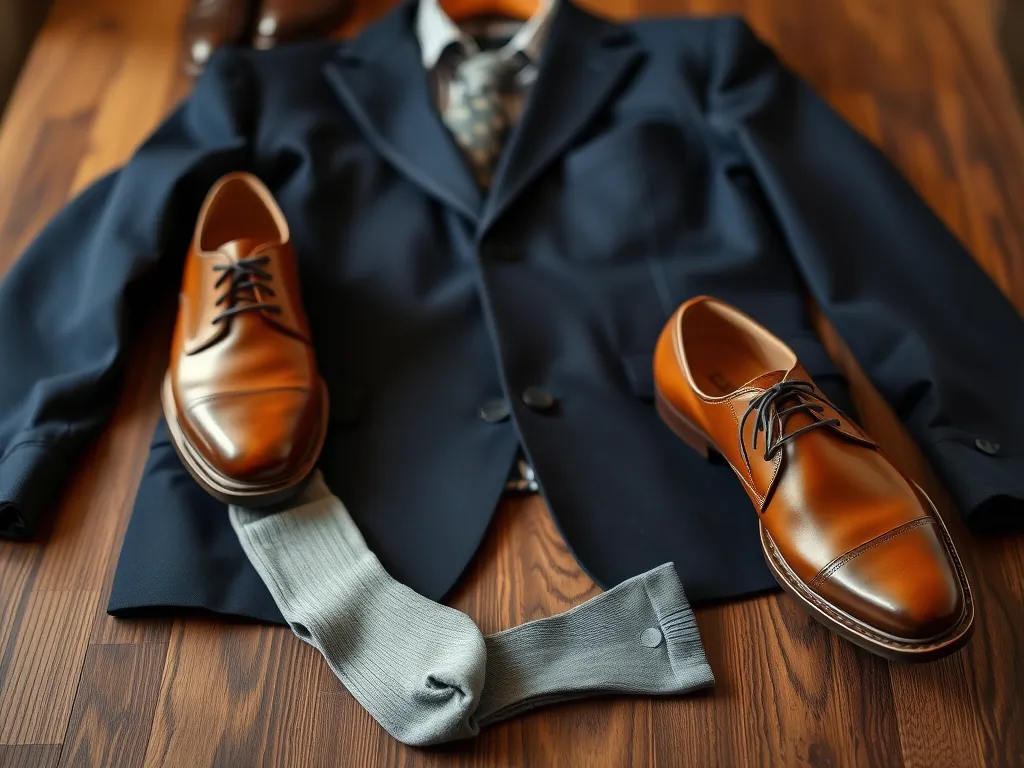 Granatowy garnitur i brązowe buty – jakie skarpetki założyć?